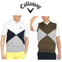 キャロウェイ メンズ ゴルフウェア ベスト アーガイル 綿タッチ Vネックニット C24119102 Callaway Golf 【2024年春夏モデル】
