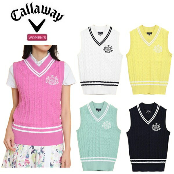 キャロウェイ ゴルフ レディース Vネックケーブルニットベスト Callaway Golf C25119200...