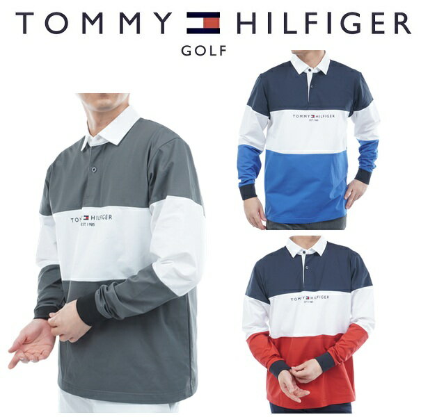 トミーヒルフィガー ゴルフ メンズ カラーブロック ラガーシャツTOMMY HILFIGER THMA553 2025年秋冬モ..
