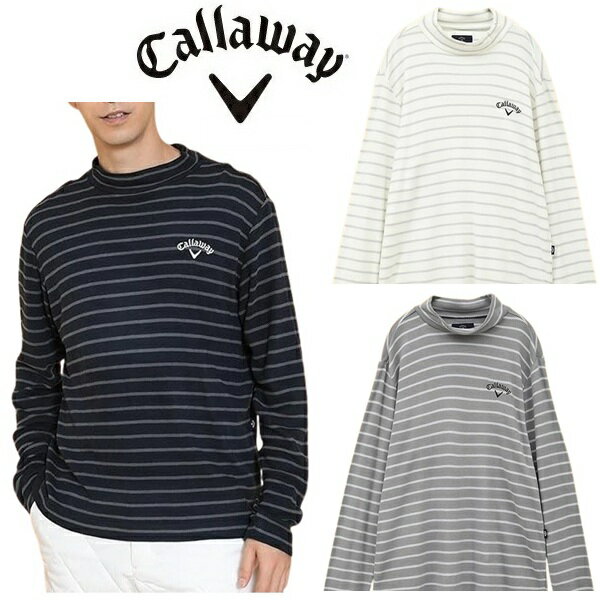 樂天商城 - キャロウェイ ゴルフ メンズ 長袖シャツ ボーダースムース モックネック シャツ Callaway Golf C24233109