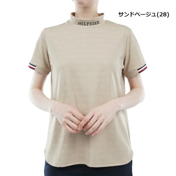 トミーヒルフィガー ゴルフ レディース エンボスロゴジャカード 半袖モックシャツ TOMMY HILFIGER GOLF THLA411 2024年春夏モデル