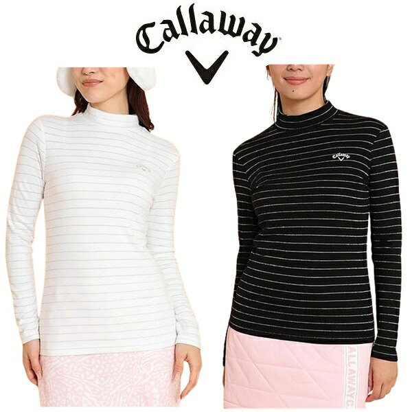 キャロウェイ ゴルフ レディース シャツ ラメボーダー 長袖モックネックシャツ Callaway Golf C24233206
