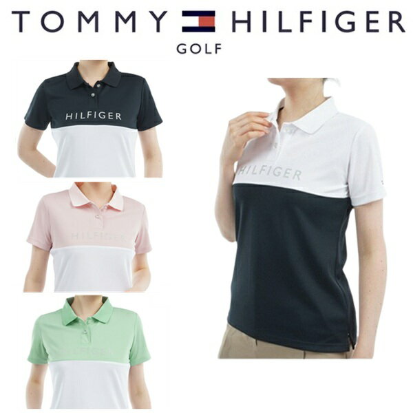 トミーヒルフィガー ゴルフレディース コントラストカラー 半袖ロゴポロシャツ TOMMY HILFIGER THLA530 2025年春夏モデル