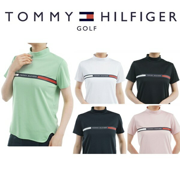 乐天商城 - トミーヒルフィガー ゴルフレディース ラインロゴ 半袖モックネックシャツ TOMMY HILFIGER THLA532 2025年春夏モデル