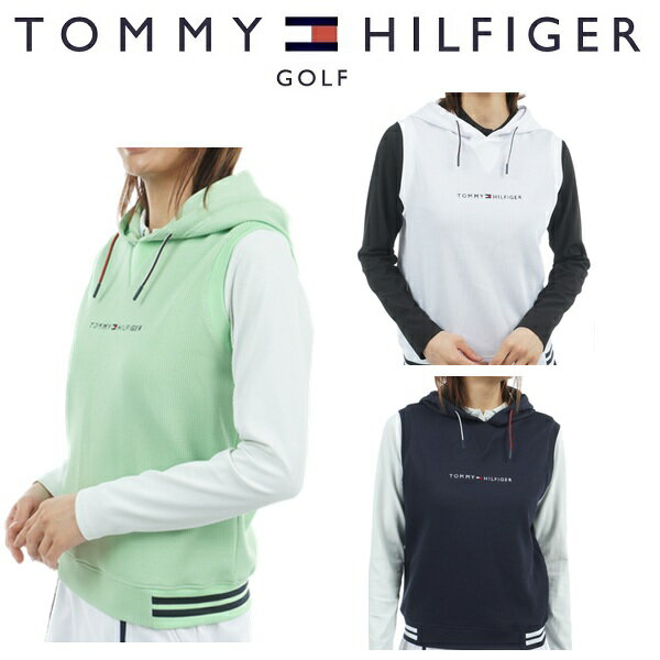 トミーヒルフィガー ゴルフ レディース ワッフル スウェットフーディーベスト TOMMY HILFIGER GOLF THLA551 2025年秋冬モデル