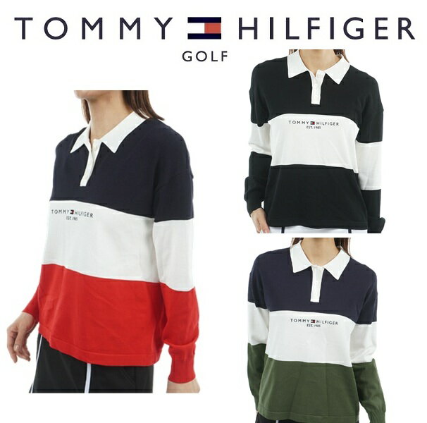 トミーヒルフィガー ゴルフレディース ラガー長袖 ニットシャツ TOMMY HILFIGER THLA553 2025年秋冬モデル