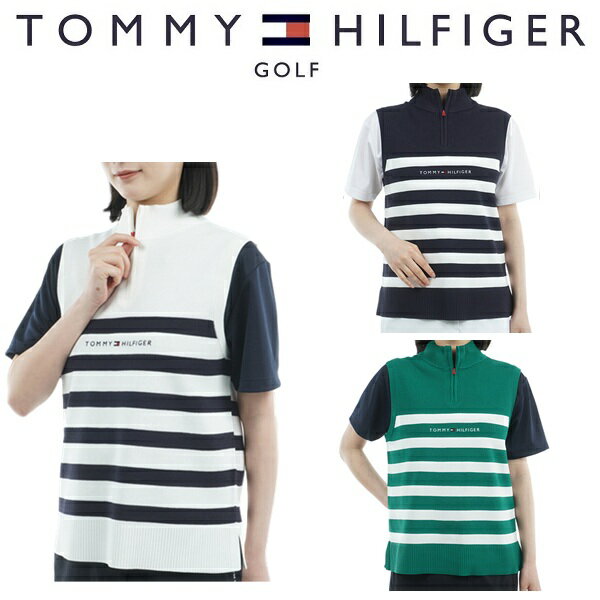 トミーヒルフィガー ゴルフ レディース ベスト フロントロゴ ハイネック ノースリーブニット TOMMY HILFIGER GOLF THLA561 2025年秋冬モデル