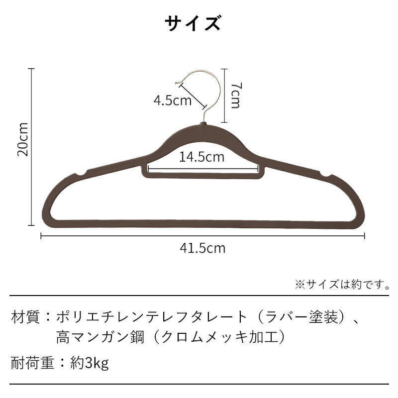 ラバーハンガー ハンガー 10本 30本 60本 120本 セット すべらない クローゼット 収納 収納用品 洗濯 ノンスリップ スリム 衣類収納 洗濯物干し 多機能ハンガー 変形しにくい 滑らないハンガー 収納ハンガー ホワイト ブラウン 省スペース 霜山 レビュー特典
