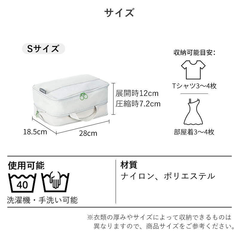 【特典付】トラベルポーチ 圧縮 単品 S L トラベル圧縮ポーチ 圧縮ポーチ 圧縮袋 機械不要 衣類 洋服 下着 旅行 便利グッズ 旅行用 洗濯機対応 トラベル 収納 ポーチ 旅行用ポーチ 服 出張 おむつ 圧縮バッグ 霜山 ignis-10000815 霜山楽天市場店 サンプル画像2
