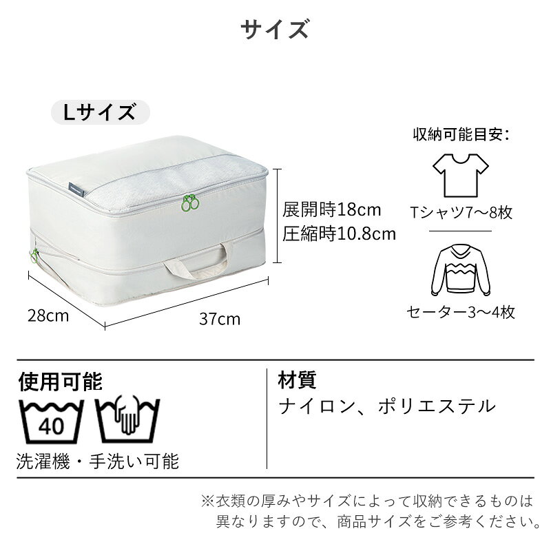 【特典付】トラベルポーチ 圧縮 単品 S L トラベル圧縮ポーチ 圧縮ポーチ 圧縮袋 機械不要 衣類 洋服 下着 旅行 便利グッズ 旅行用 洗濯機対応 トラベル 収納 ポーチ 旅行用ポーチ 服 出張 おむつ 圧縮バッグ 霜山 ignis-10000815 霜山楽天市場店 サンプル画像3