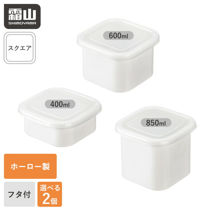【特典付】選べる2個 レクタングル 深型 シール蓋付き ホーロー保存容器 400ml 600ml 850ml 琺瑯 ホーロー ほうろう オーブン ガス火 食品保存容器 食品保存 スクエア フタ付き マルチポット フードストッカー 琺瑯容器 冷蔵庫 キャニスター 味噌 ポット 漬け物容器 霜山