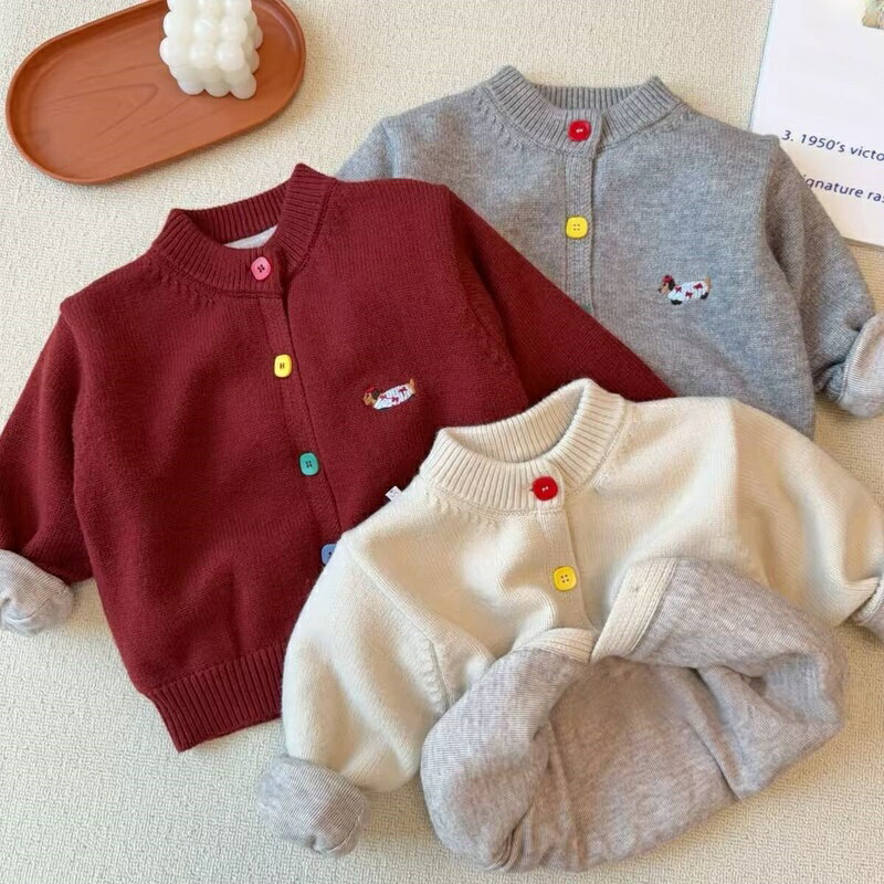 Rakuten - キッズ ニット セーター 子供 秋冬 ベビー スクールセーター 二重編み 厚手 綿 90 肌触り 柔らかい 韓国風 デザイン カジュアル 普段着 長袖 丸首 男女兼用 3歳 4歳 5歳 6歳 7歳 8歳 100 110 120 130 140 サイズ プレゼント ギフト SUKOYAKA