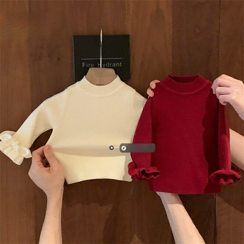乐天商城 - ニット セーター キッズ 女の子 秋冬 厚手 綿 プリンセス 花辺 可愛い 長袖 丸首 普段着 発表会 入学式 卒業式 暖かい 柔らかい 肌触り おしゃれ ニットトップス SUKOYAKA