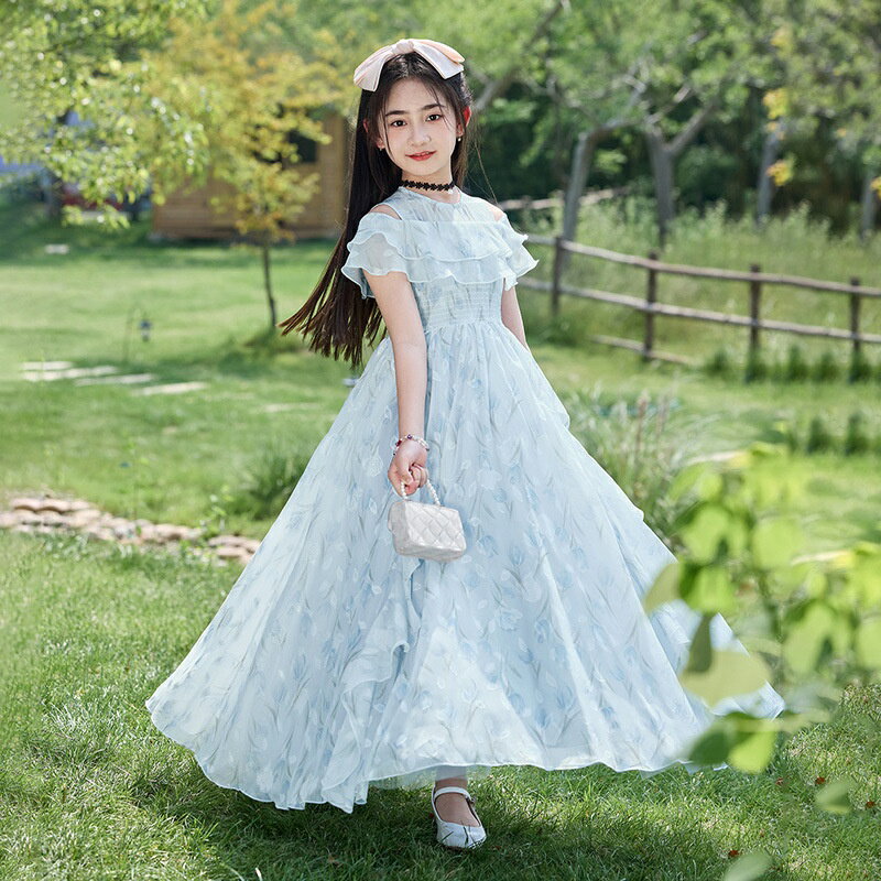Short Sleeves - ワンピース 女の子 ジュニア 子供服 140cm 150cm 160cm シフォン 花柄 リゾート 田園風 ふんわり Aライン 春 夏 秋 普段使い お出かけ 記念日 ピクニック 旅行 可愛い おしゃれ SUKOYAKA
