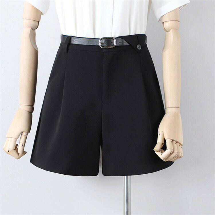 乐天商城 - ショートパンツ レディース ボトムス パンツ ショーパン ショート丈 短パン ハーフパンツ 膝上 ひざ上 ミニ丈 短め 3分丈 裏地付き ベルト ゆったり ハイウエスト 春夏 ショートパンツ