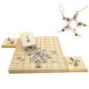 木製将棋盤セット オリジナル根付1個付 ヒバ1寸卓上接合盤竹と将棋駒木製楓押し駒裏赤(四大書体の菱湖)桐箱入りに駒台付き