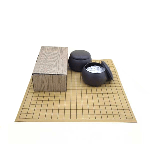 囲碁盤セット 塩ビの19路碁盤とP碁笥 碁石普及（約6mm厚）セット