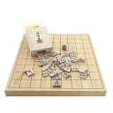 木製将棋盤セット 木製鈴付き根付1個つき 芳香と光沢のある 国産桧(ひのき)10号卓上接合将棋盤と木製楓押し駒裏赤(四大書体の菱湖)桐箱入り