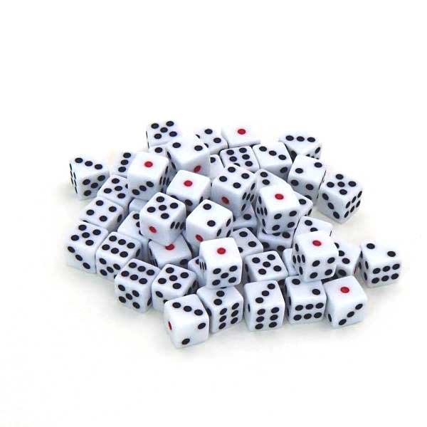 麻雀　ダイス　サイコロ　12mm　50個組（1赤目は黒と同じ）