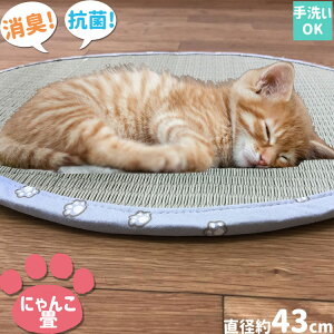 【4/1・4/2 全品P10倍】 猫 クッション マット 座布団 消臭 抗菌 ベッド 夏用 にゃんこ畳 円形 直径 約 43cm 蒸れない さらさら 手洗い ネコの日