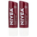 【POINT20倍★7/18 0:00~7/26 1:59】Nivea 色つきリップケア 【 iHerb アイハーブ 公式 】 ニベア ミネラルオイル不使用 リップクリーム シアバター ホホバオイル配合 ブラックベリー 2本 各4.8g