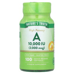 【マラソン期間限定MAX P20倍】Nature's Truth ビタミンA 【 iHerb アイハーブ 公式 】 ネイチャーズトゥルース ビタミン サプリメント サプリ カプセル 10,000IU 3,000mcg 100粒