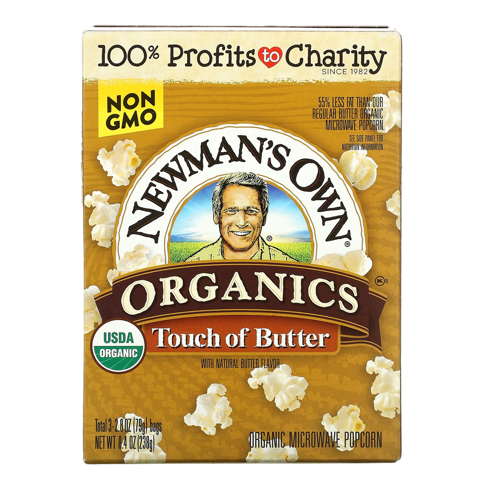 Newman's Own Organics オーガニック ポップコーン 【 iHerb アイハーブ 公式 】 ニューマンズオウンオーガニクス 電子レンジ バター風味 3袋