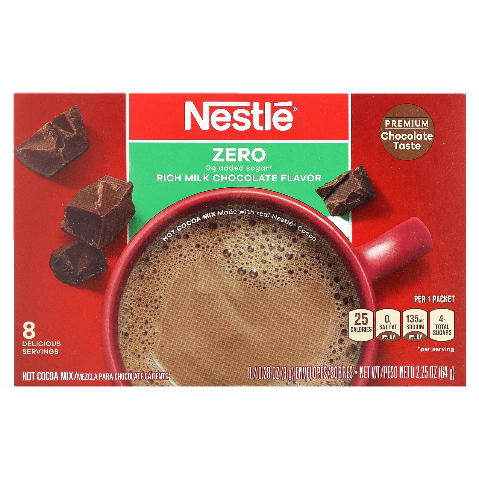 Nestle ホットココア ミックス 【 iHerb アイハーブ 公式 】 ネスレ ホットチョコレート ココア 脂質0 25kcal リッチミルクチョコレート 8袋