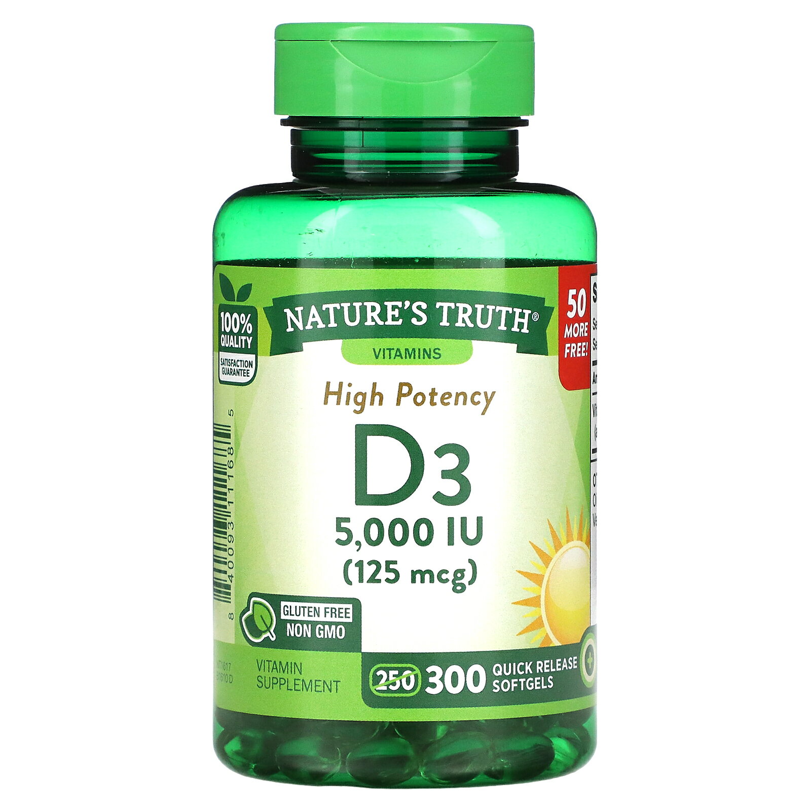 Nature's Truth ビタミンD3 【 iHerb アイハーブ 公式 】 ネイチャーズトゥルース ビタミンD ビタミン類 ビタミンサプリ サプリメント サプリ ソフトジェル 125mcg 5,000IU 300粒