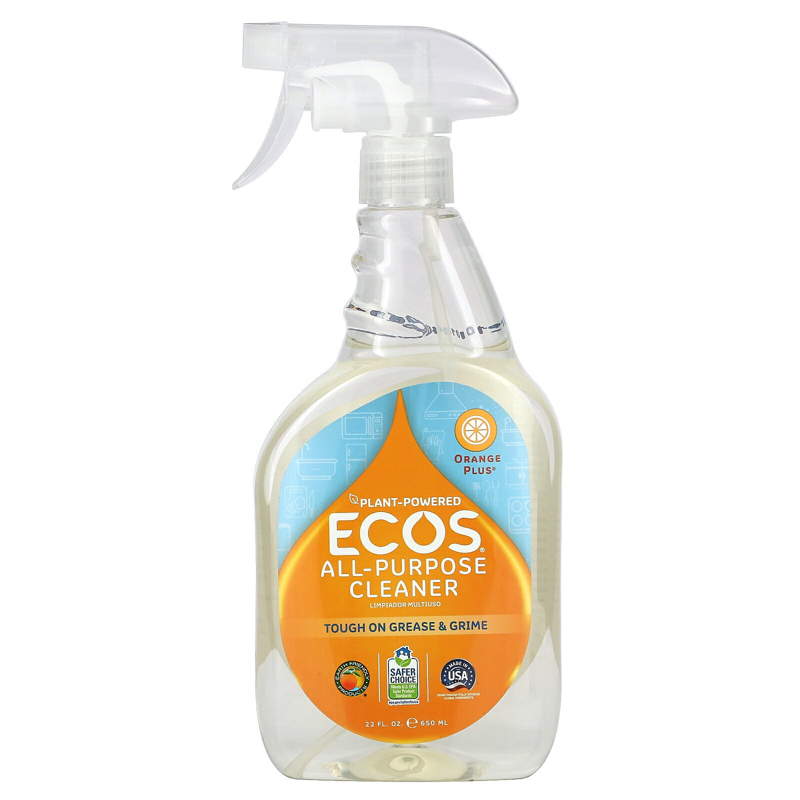 ECOS 万能クリーナー  Earth Friendly Products アースフレンドリープロダクツ オルパーパ クリーナー 万能洗剤 多目的洗剤ー オレンジプラス 650ml