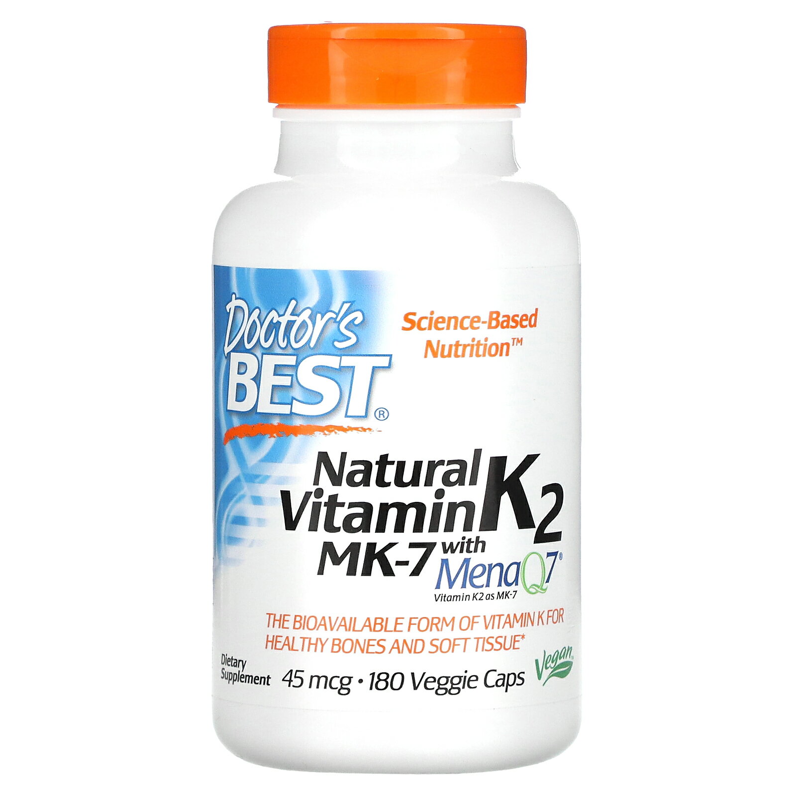 Doctor's Best ナチュラル ビタミンK2 MK-7 【 iHerb アイハーブ 公式 】 ドクターズベスト MenaQ7 メナQ7 ビタミンK サプリメント サプリ 植物性 ベジカプセル 45mcg 180粒 2