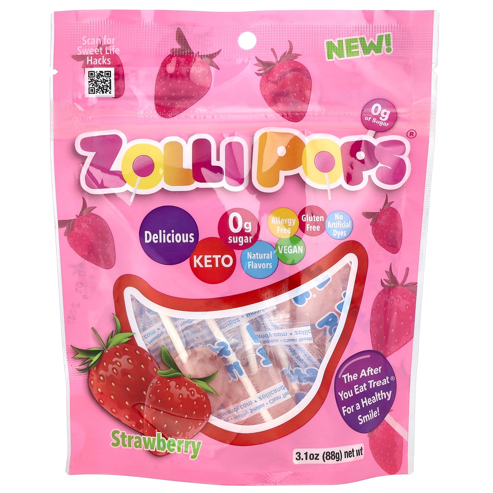 Zollipops ロリポップキャンディ  ゾリポップス クリーンティース 砂糖不使用 キャンディー 飴 ストロベリー 15本