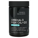 Sports Research オメガ3 フィッシュオイル + D3 【 iHerb アイハーブ 公式 】 スポーツリサーチ オメガ3脂肪酸 DHA EPA ビ...