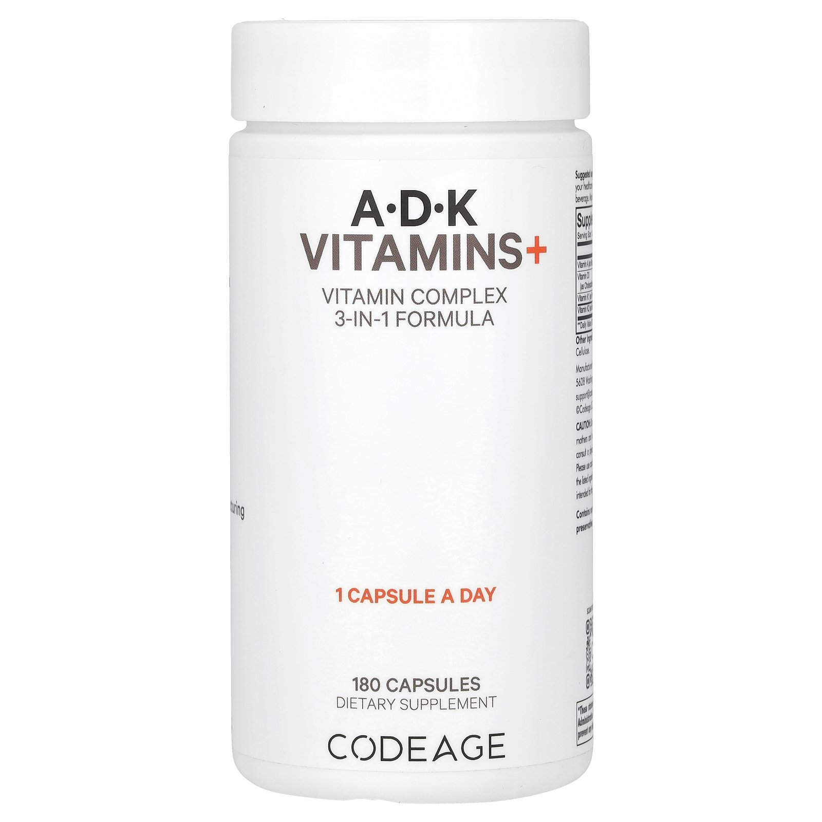 Codeage ビタミン A D K  コードエイジ ビタミンA ビタミンD3 コレカルシフェロール ビタミンK メナキノン ビタミン類 ビタミンサプリ サプリメント サプカプセル 180粒