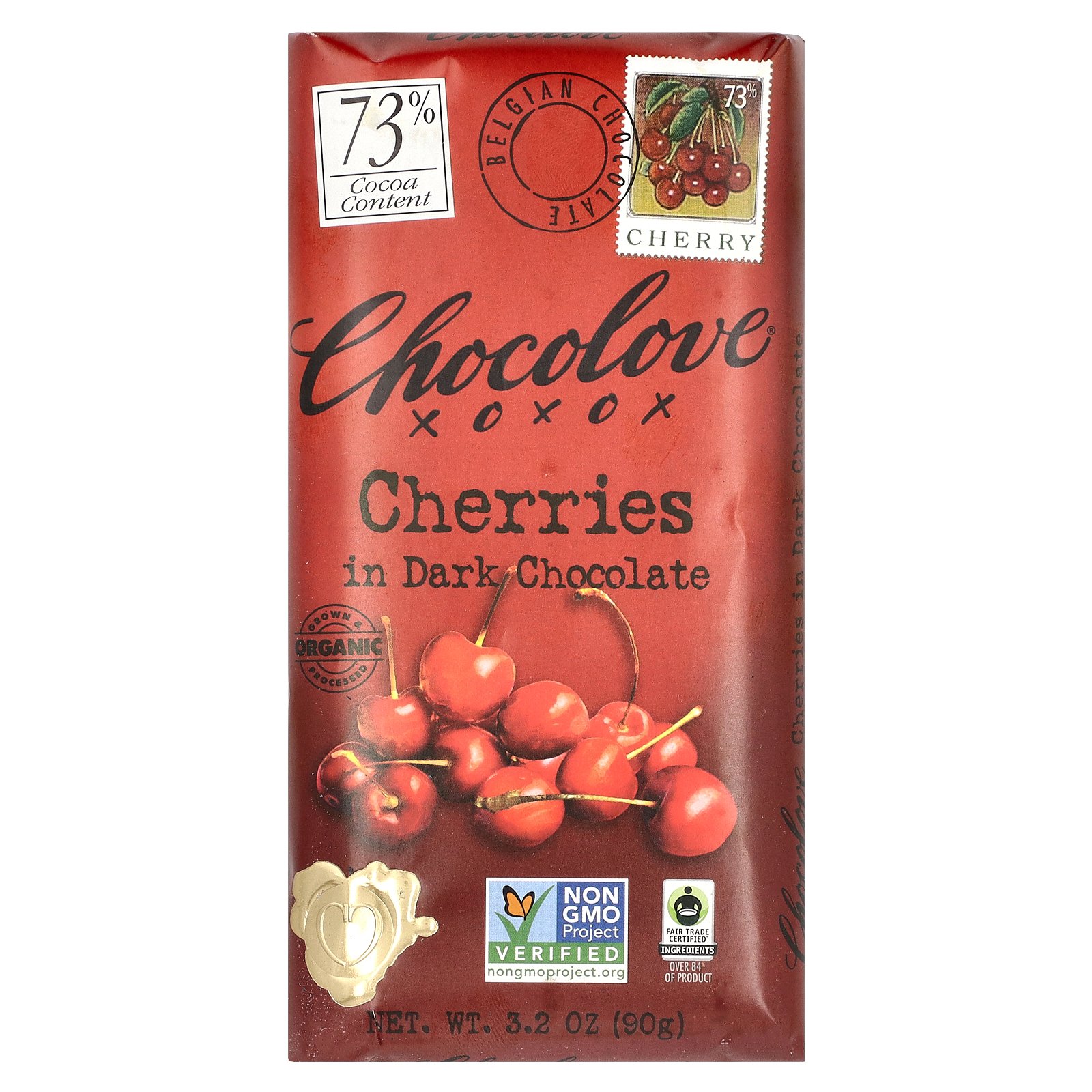 【2/15限定★POINT15倍】Chocolove チェリー入り ダークチョコレート 【 iHerb アイハーブ 公式 】 チョコラブ カカオ73％ ベルギーチョコレート 板チョコ 乾燥チェリー入り オーガニック 90gのサムネイル