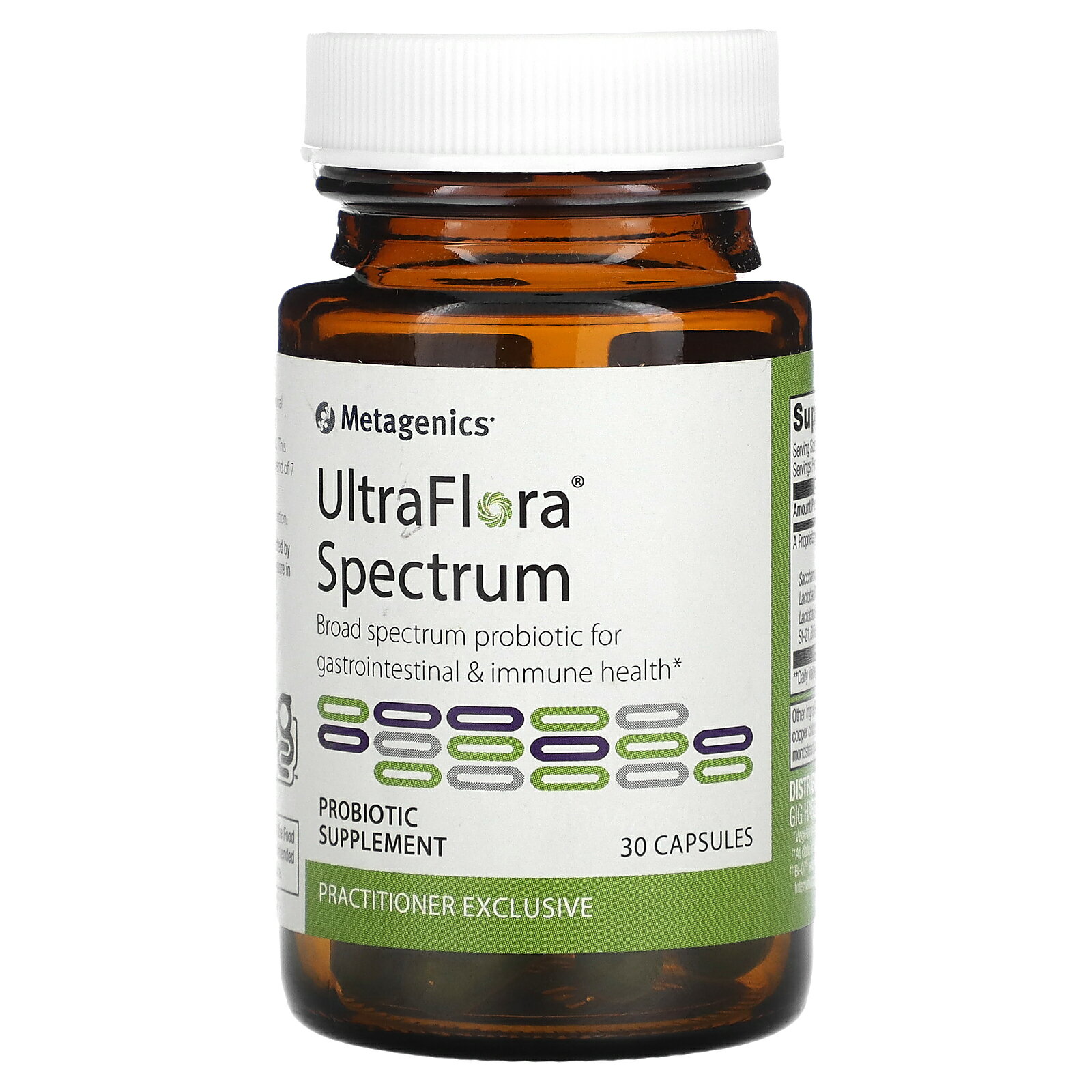 製品仕様 商品名 Metagenics ウルトラフローラ スペクトラム 【 iHerb アイハーブ 公式 】 メタジェニックス UltraFlora Spectrum プロバイオティクス 乳酸菌 ビフィズス菌 アシドフィルス菌 酵母 サプリ カプセル 300億CFU 30粒 商品説明 ウルトラフローラスペクトラムは、独自ブレンドされた7種類のプロバイオティクス菌株を濃縮してカプセルに配合。毎日のすっきり習慣や丈夫な体づくりをサポートします。ベジタリアンの方にもおすすめです。 名称 乳酸菌含有食品 原材料 プロバイオティクス独自ブレンド（サッカロミセス・ブラウディ、ビフィドバクテリウムラクチスBi-07、ラクトバチルスプランタルムLp-115、ラクトバシラスサリバリウスLs-33、ラクトバチルスアシドフィルスNCFM、ストレプトコッカスサーモフィルスSt-21、ビフィドバクテリウムラクチスBI-04）、カプセル（ヒドロキシプロピルメチルセルロース、銅クロロフィリンナトリウム）、結晶セルロース、シリカ、ソルビタンモノステアレート、ステアリン酸 内容量 30粒 賞味期限 パッケージに記載 保存方法 高温多湿を避けて保存するか、冷蔵保存することをおすすめします。 商品区分 健康食品（海外製） 生産国 アメリカ 製造者 Metagenics Inc25 Enterprise, Aliso Viejo, 92656 USA 輸入者 本商品は個人輸入商品のため、購入者の方が輸入者となります。 広告文責 iHerb19516163600