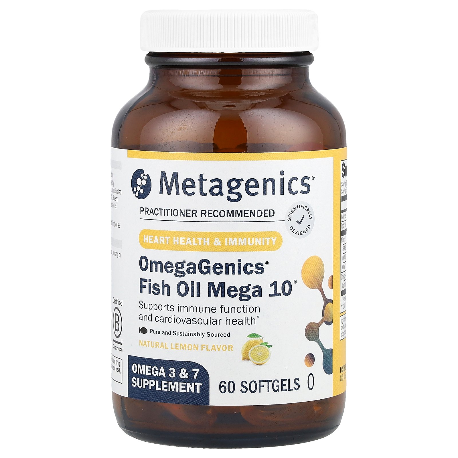 製品仕様 商品名 Metagenics オメガジェニックス メガ10 【 iHerb アイハーブ 公式 】 メタジェニックス OmegaGenics Mega 10 フィッシュオイル オメガ3 オメガ7 EPA DHA サプリメント サプリ ソフトジェル 天然レモン味 60粒 商品説明 オメガジェニックス メガ10は、オメガ3脂肪酸とオメガ7脂肪酸の組み合わせが特徴的なサプリメントです。環境の変化に負けない体づくりや健やかなめぐりをサポートするEPA（エイコサペンタエン酸）やDHA（ドコサヘキサエン酸）が補給できます。 名称 海洋性脂質加工食品 原材料 フィッシュオイル（カタクチイワシ、イワシ）、ソフトジェルシェル（ゼラチン、グリセリン、水、ペクチン、ソルビトール）、2％以下の原料：天然レモン香料、混合トコフェロール（酸化防止剤）本製品には魚（カタクチイワシ、イワシ）が含まれています。 内容量 60粒 賞味期限 パッケージに記載 保存方法 蓋をしっかりと閉め、高温多湿を避けて保存してください。 商品区分 健康食品（海外製） 生産国 アメリカ 製造者 Metagenics Inc25 Enterprise, Aliso Viejo, 92656 USA 輸入者 本商品は個人輸入商品のため、購入者の方が輸入者となります。 広告文責 iHerb19516163600