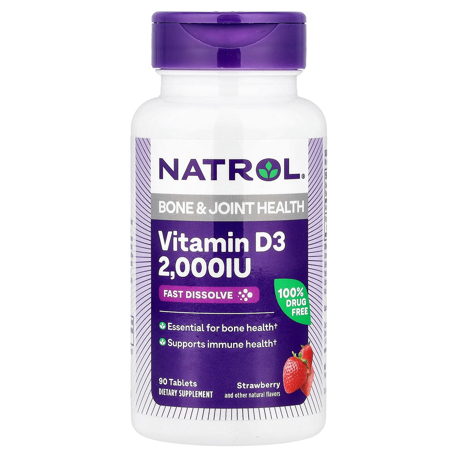 Natrol ビタミンD3 【 iHerb アイハーブ 公式 】 ナトロール ビタミンD ビタミン D D3 ビタミン類 ビタミンサプリ サプリメント サプリ 即溶性 チュアブル タブレット イチゴ味 2,000IU 90粒 iherb-official-10002808 iHerb サンプル画像2