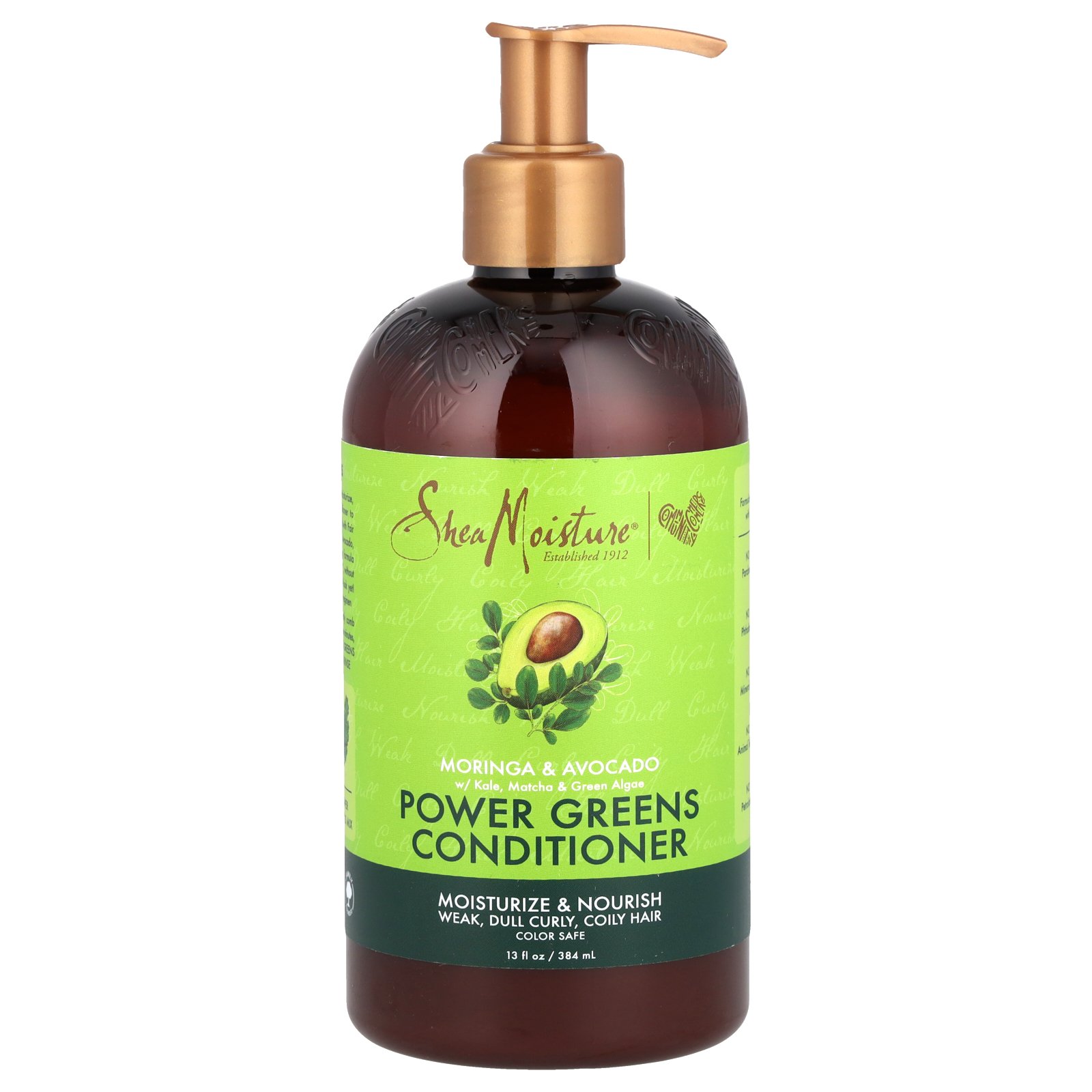 SheaMoisture パワーグリーン コンディショナー 【 iHerb アイハーブ 公式 】 シアモイスチャー クルエルティーフリー シアバター ケール 抹茶 藻類配合 モリンガ＆アボカド 384ml