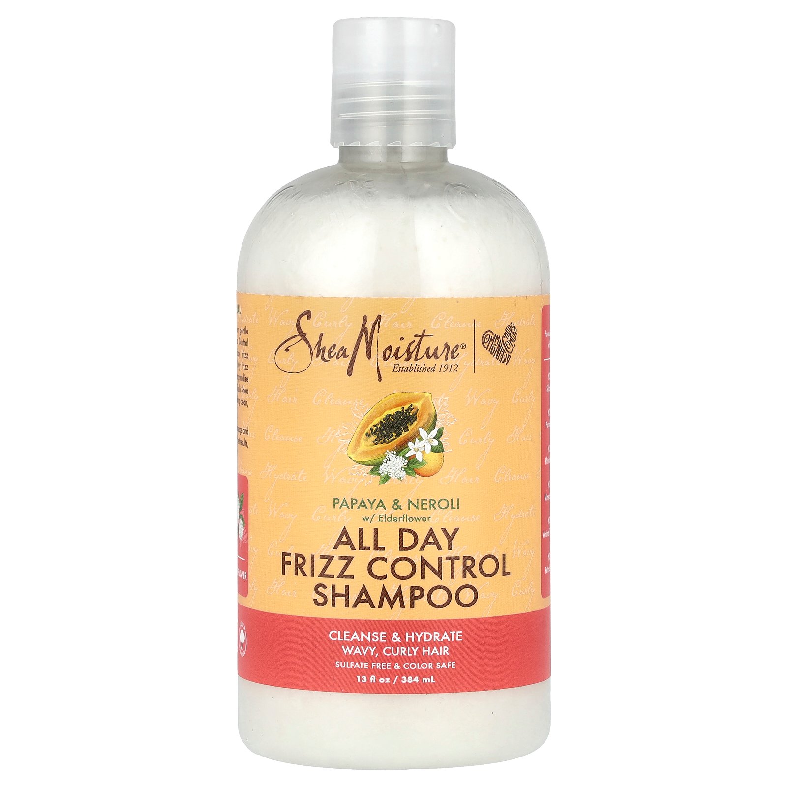 SheaMoisture オールデイ フリズコントロール シャンプー  シアモイスチャー クルエルティフリー エルダーフラワー配合 パパイヤ＆橙花 384ml