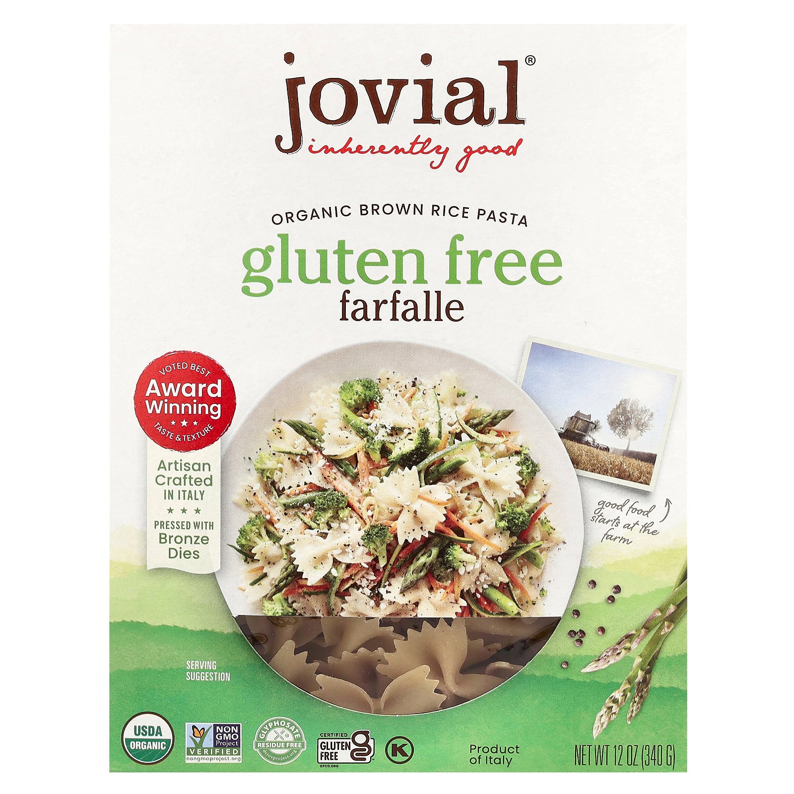 Jovial 有機 玄米パスタ 【 iHerb アイハーブ 公式 】 ジョビアル オーガニック グルテンフリー ファルファーレ 340g