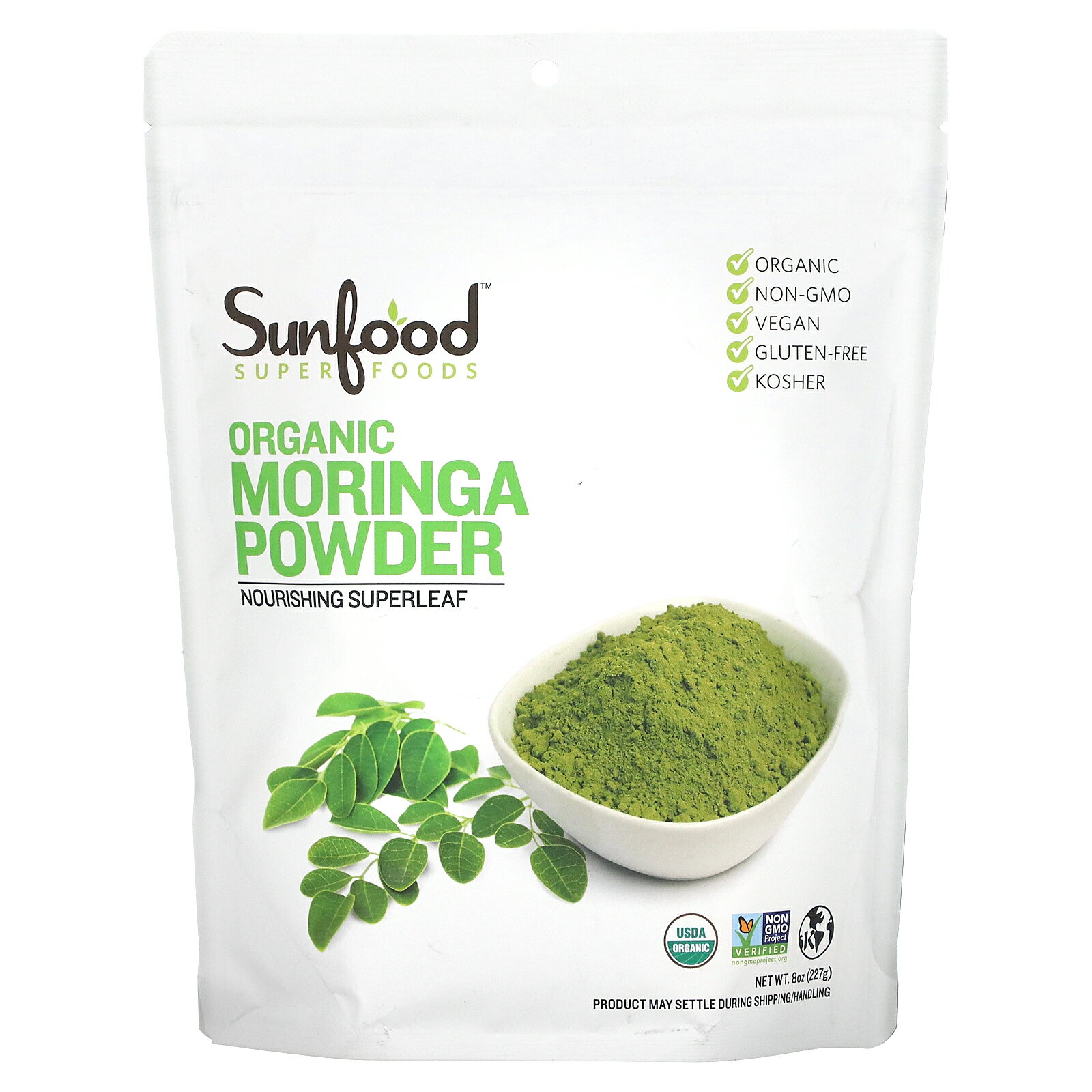 Sunfood モリンガパウダー オーガニック  サンフード 有機 モリンガ ワサビノキ 植物由来 植物性 スーパーフード パウダー 粉末 227g