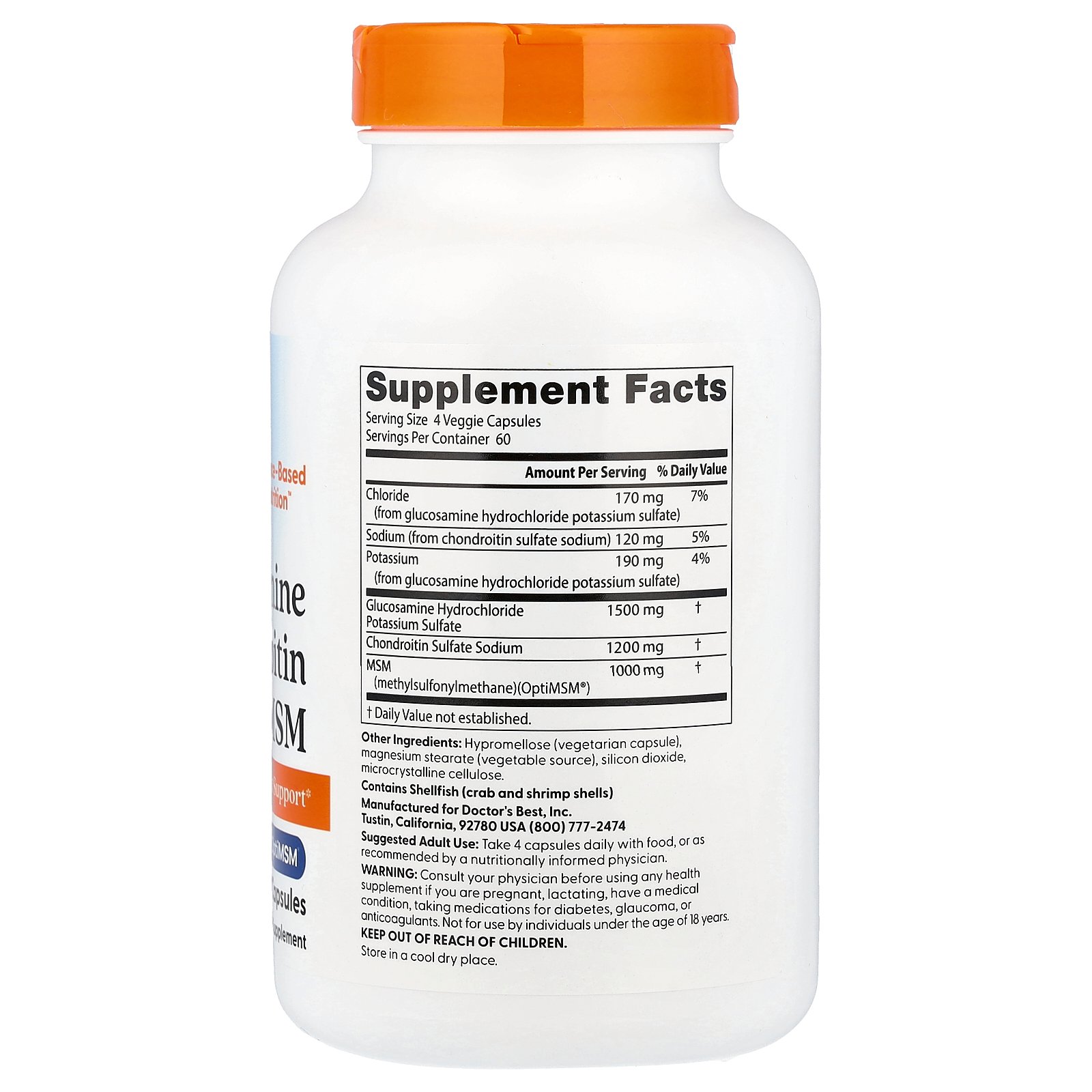 Doctor's Best グルコサミン コンドロイチン MSM 【 iHerb アイハーブ 公式 】 ドクターズベスト OptiMSM オプティMSM メチルサルフォニルメタン サプリメント サプリ 植物性 植物性カプセル ベジカプセル 240粒 iherb-official-10000228 iHerb サンプル画像3