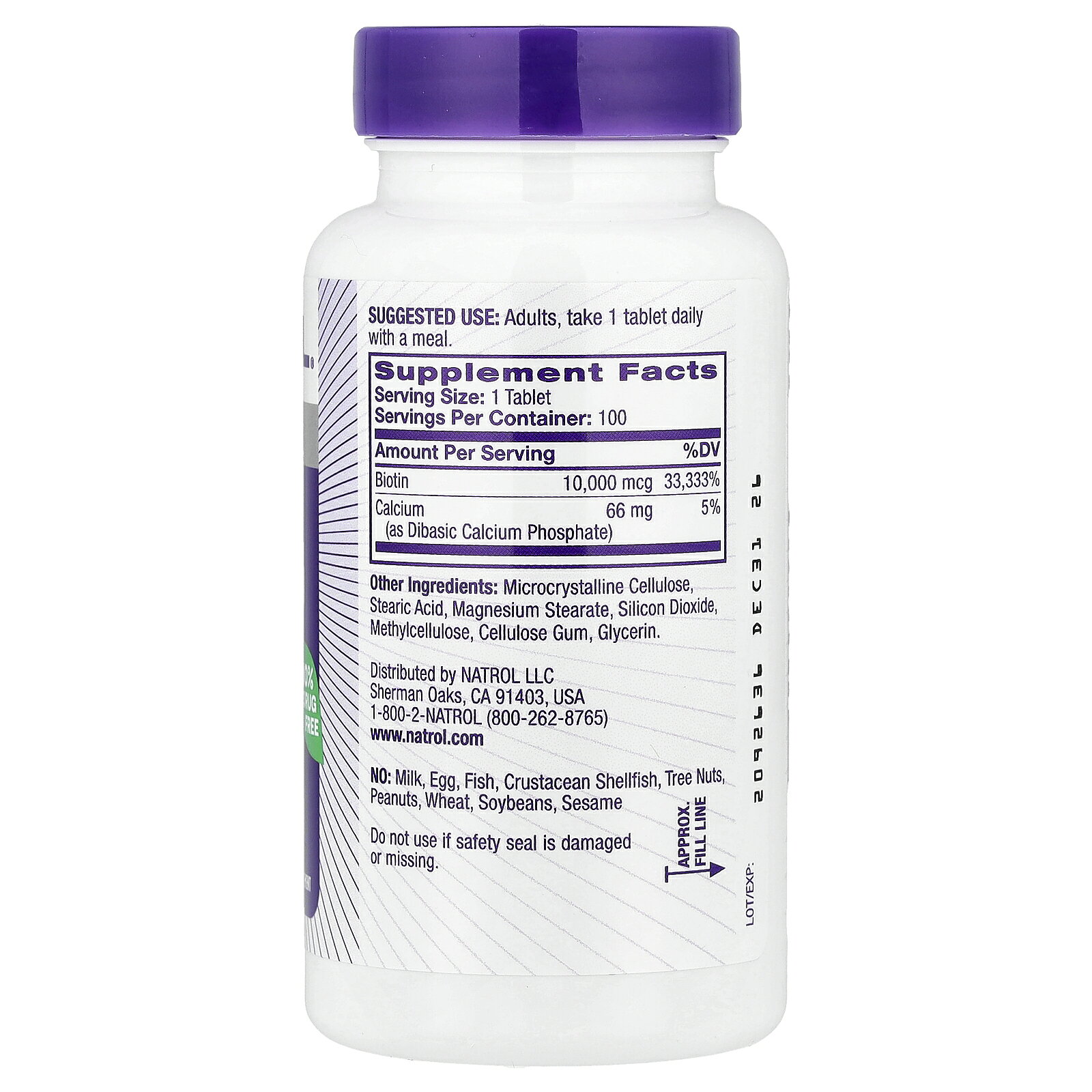 【6,000円以上購入で15%OFFクーポン★10/4 20:00~10/9 01:59】Natrol ビオチン 【 iHerb アイハーブ 公式 】 ナトロール ビタミンB群 ビタミン ビタミンB サプリ サプリメント ビタミンサプリ カルシウム 植物性 タブレット 10,000mcg 100粒 iherb-official-10000197 iHerb サンプル画像3