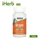 【POINT10倍★4/14 20:00~4/17 09:59】NOW Foods 鉄 【 iHerb アイハーブ 公式 】 ナウフーズ サプリメント サプリ 鉄分 アイアン フェロケル鉄 健康食品 栄養補助食品 植物性 植物性カプセル ベジカプセル 18mg 120粒