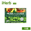 楽天iHerb【5/5限定★POINT最大20倍】PEAKfresh USA 野菜 & 果物用 バッグ 【 iHerb アイハーブ 公式 】 ピークフレッシュUSA 野菜保存袋 鮮度保持袋 ポリ袋 ビニール袋 保存袋 鮮度キーパー 再利用可能 リユース 口止めひも付き 12x16インチ 10袋入り