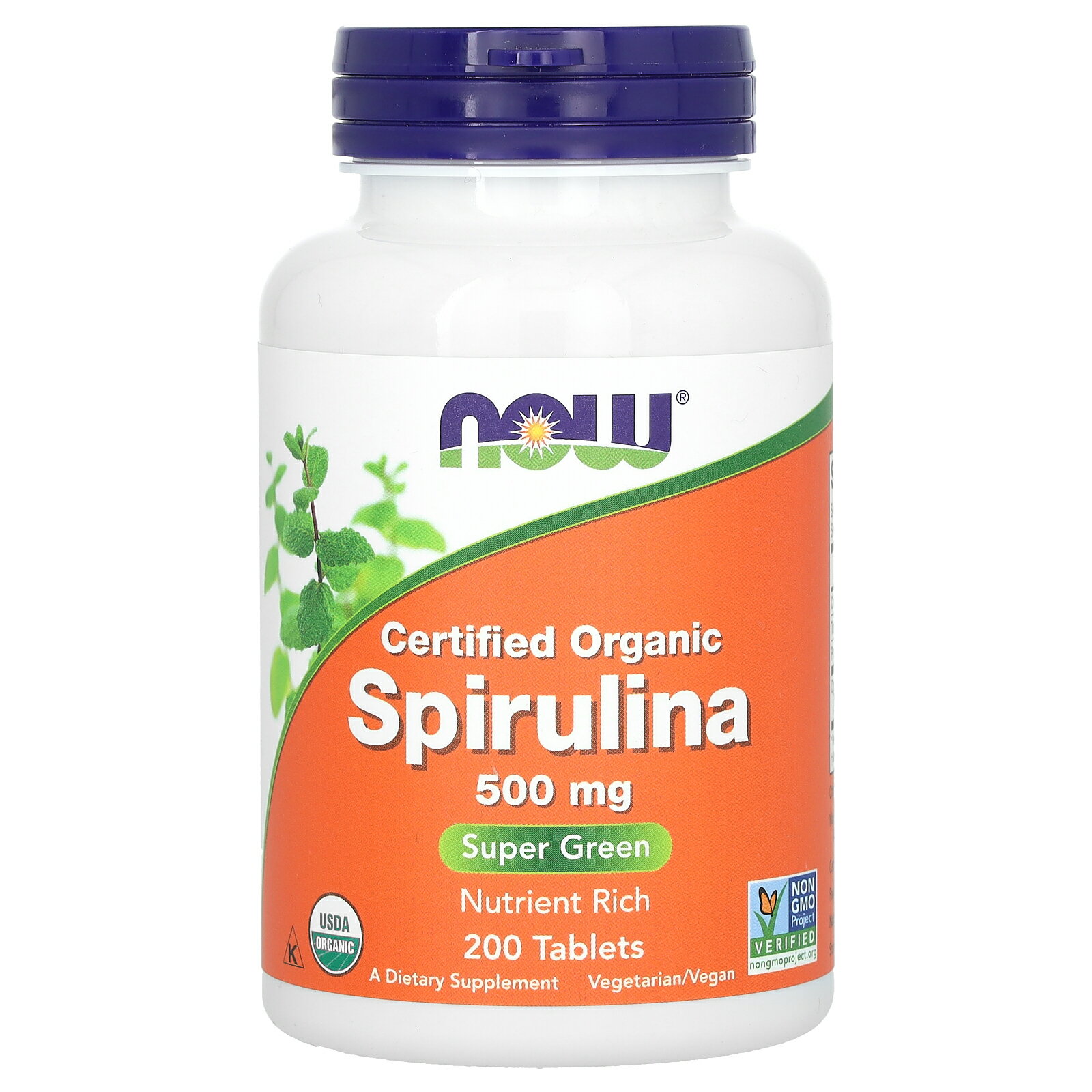 NOW Foods スピルリナ オーガニック 【 iHerb アイハーブ 公式 】 ナウフーズ 有機 サプリメント サプリ 健康食品 栄養補助食品 100% ピュア 植物性 ハーブ 植物由来 タブレット 500mg 200粒 2