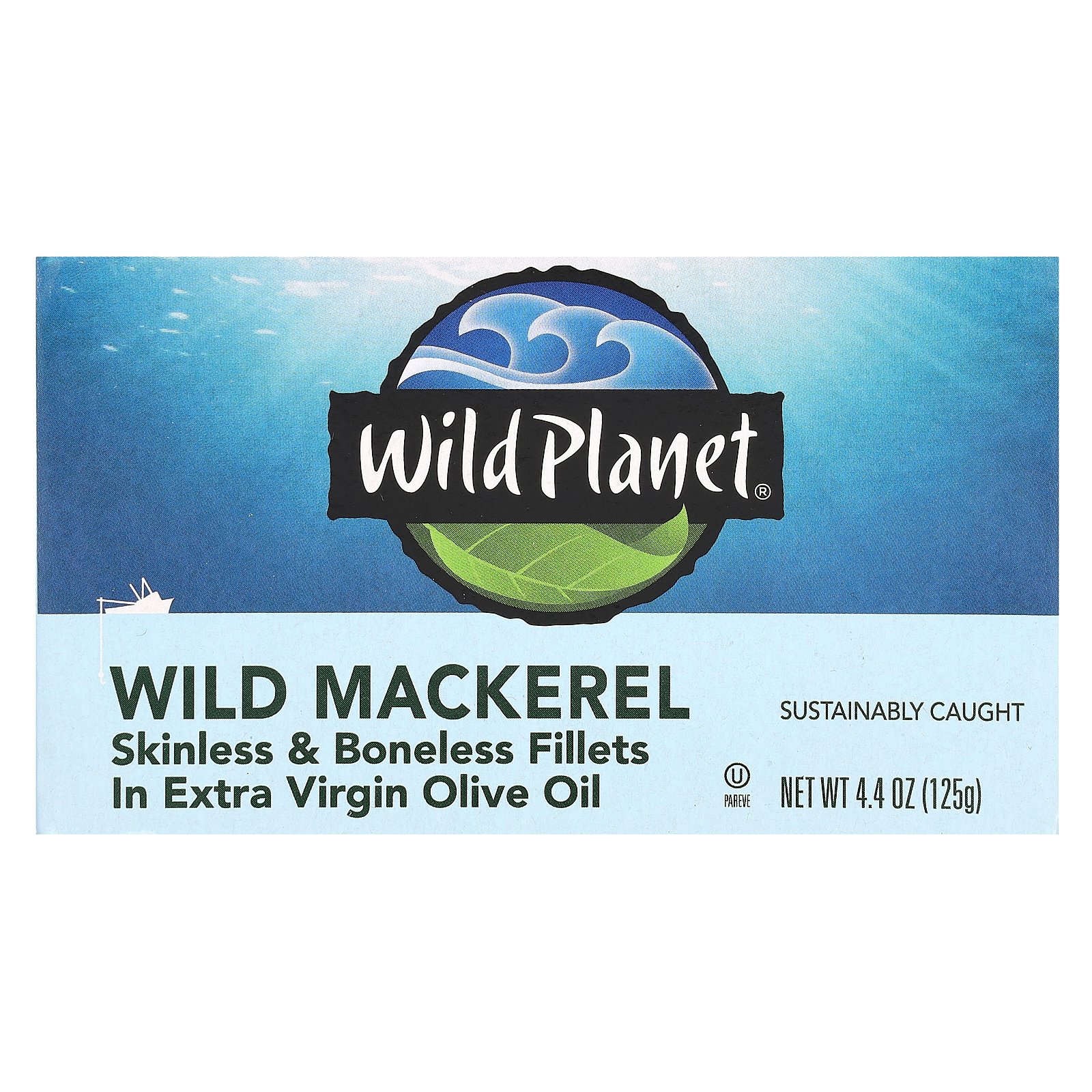 Wild Planet サバ 缶詰 オイル漬け 【 iHerb アイハーブ 公式 】 ワイルドプラネット 天然 鯖缶 エキストラバージン オリーブオイル 皮・骨なし フィレ 125g