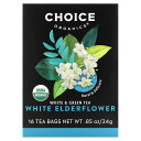 楽天iHerb【マラソン期間限定MAX P20倍】Choice Organic Teas ホワイトティー グリーンティー 【 iHerb アイハーブ 公式 】 チョイスオーガニックティー オーガニック ホワイトエルダーフラワー ティーバッグ 16袋