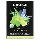 楽天iHerb【マラソン期間限定MAX P20倍】Choice Organic Teas ミントセージ ハーブティー 【 iHerb アイハーブ 公式 】 チョイスオーガニックティー オーガニック カフェインフリー ティーバッグ 16袋